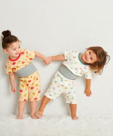 MIKI HOUSE HOT BISCUITS 【80-120cm】 恐竜柄 腹巻き付き 天竺素材 半袖パジャマ