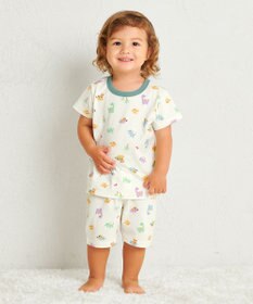 MIKI HOUSE HOT BISCUITS 【80-120cm】 恐竜柄 腹巻き付き 天竺素材 半袖パジャマ