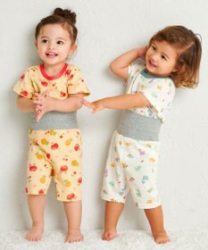 MIKI HOUSE HOT BISCUITS 【80-120cm】 恐竜柄 腹巻き付き 天竺素材 半袖パジャマ