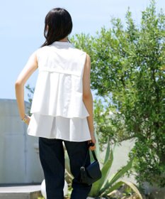 Tiaclasse 【洗える】ノースリーブ後ろタックティアードブラウス