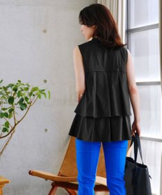 Tiaclasse 【洗える】ノースリーブ後ろタックティアードブラウス