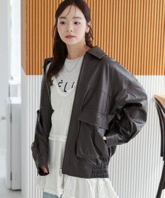 WEGO ヴィンテージライクFレザーブルゾン