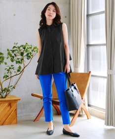 Tiaclasse 【洗える】ノースリーブ後ろタックティアードブラウス