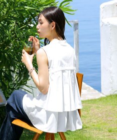 Tiaclasse 【洗える】ノースリーブ後ろタックティアードブラウス