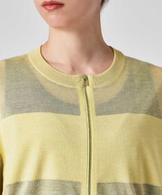 Paul Smith 【洗える】シアーボーダー ジップアップ カーディガン