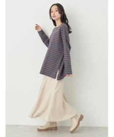 earth music&ecology バック釦ボーダーチュニック