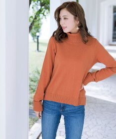 Tiaclasse 【洗える】もっちり柔らかいリブタートルプルオーバーニット