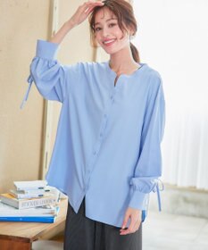 Tiaclasse 【洗える】ドロストギャザー袖シャツチュニック