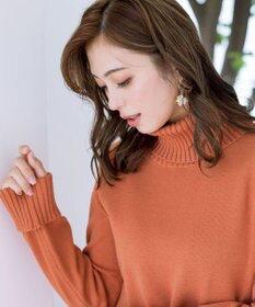 Tiaclasse 【洗える】もっちり柔らかいリブタートルプルオーバーニット