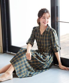 Tiaclasse L 【洗える】小顔効果も期待できるスキッパーシャツワンピース