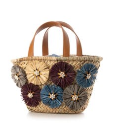 UNBILLION カシュカシュ cachecache / ラフィアフラワー付カゴバッグ