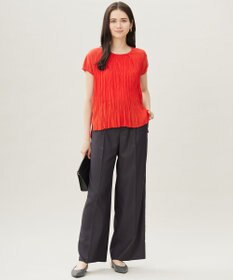 自由区 S 【洗える】ジョーゼットプリーツコンビ カットソー