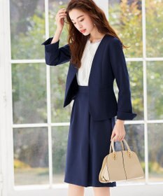 Tiaclasse 【洗える】快適な履き心地のダブルクロスセミタイトスカート