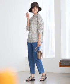 J.PRESS LADIES S 【洗える】 LIBERTY Honeydew/Kate&Mil スタンドカラー ブラウス