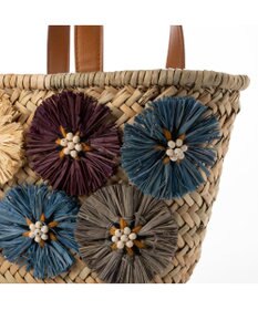 UNBILLION カシュカシュ cachecache / ラフィアフラワー付カゴバッグ