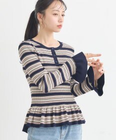 earth music&ecology ペプラムニットプルオーバー