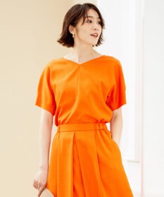 自由区 【接触冷感・速乾・UVカット・撥水・防シワ】リネンライクツイル プルオーバーブラウス