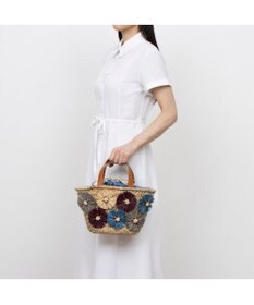 UNBILLION カシュカシュ cachecache / ラフィアフラワー付カゴバッグ