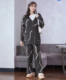 Tiaclasse ふわもちニュアンス配色ニットカーディガン