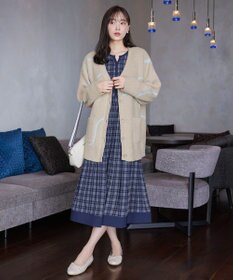 Tiaclasse ふわもちニュアンス配色ニットカーディガン