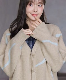 Tiaclasse ふわもちニュアンス配色ニットカーディガン