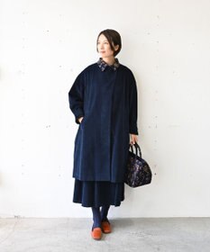 muuc 〈遠州織物の工場で織られた上質なコットンコーデュロイ生地〉花刺繍コート（セットアップ可能）