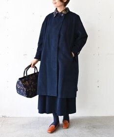 muuc 〈遠州織物の工場で織られた上質なコットンコーデュロイ生地〉花刺繍コート（セットアップ可能）