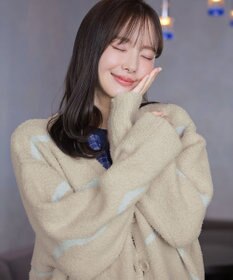 Tiaclasse ふわもちニュアンス配色ニットカーディガン