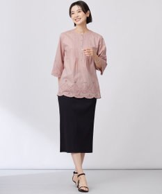 J.PRESS LADIES 【洗える】セルロースライト刺繍 ピンタック ブラウス