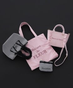 Maison de FLEUR ギンガムブランドロゴフリルハンドルトート