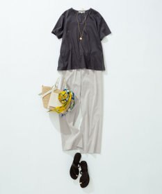 23区 【汗じみ防止/洗える】スムースデザイン バックフレア カットソー