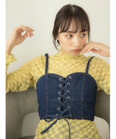 earth music&ecology レースアップデニムビスチェ