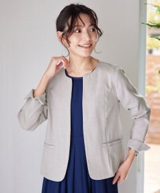 Tiaclasse L 【新色追加・洗える】麻調薄地キーネックジャケット