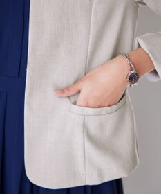 Tiaclasse L 【新色追加・洗える】麻調薄地キーネックジャケット