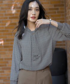 ANY SIS 【4WAY・裏起毛】エニポカ ボウタイ ブラウス 千鳥