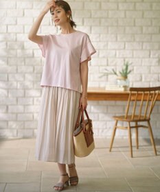 組曲 GIZAプレーティング天竺フリルスリーブ Tシャツ