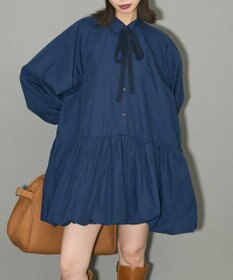 Green Parks ボウタイリボン付裾バルーンシャツワンピースⅡ