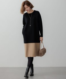 23区 S 【WEB&一部店舗限定カラーあり/洗える】ミラノリブ バイカラーニットワンピース