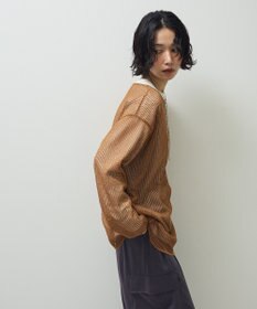 Green Parks メッシュ長袖ゆるカットプルオーバー