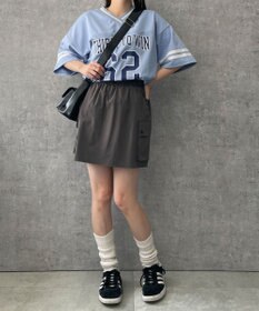 WEGO 【ウエストゴム】ナイロンカーゴミニスカート