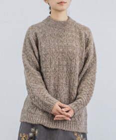 muuc 〈ふっくら柔らか高品質 キッドモヘア×アルパカ×ウール〉〈2サイズ展開〉模様編みプルオーバー