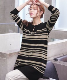 Tiaclasse 【洗える】キーネックボーダーニットチュニック