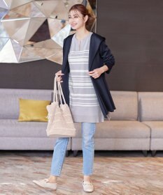 Tiaclasse 【洗える】キーネックボーダーニットチュニック