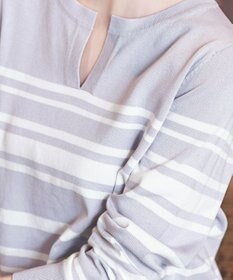 Tiaclasse 【洗える】キーネックボーダーニットチュニック