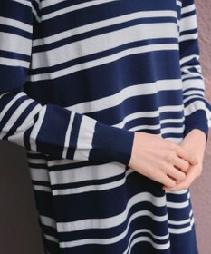 Tiaclasse 【洗える】キーネックボーダーニットチュニック