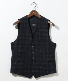 JOSEPH ABBOUD 【イタリア素材/軽量/ストレッチ】サマーツィードジャージーチェック プリント ベスト