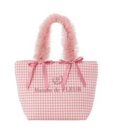 Maison de FLEUR ギンガムブランドロゴフリルハンドルトート