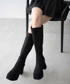 WEGO ストーム付きワイドヒールロングブーツ