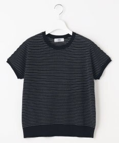 J.PRESS LADIES L 【洗える・抗菌防臭】コットンアセテート ボーダー ドルマン ニット