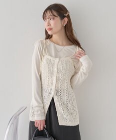 earth music&ecology 【予約】透かし編みニットキャミビスチェ